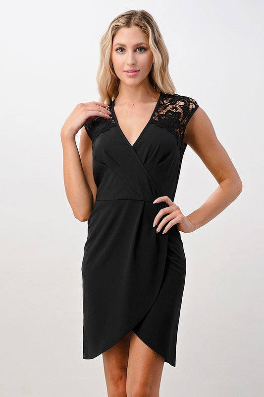 The Aria Lace-Detail Wrap Dress
