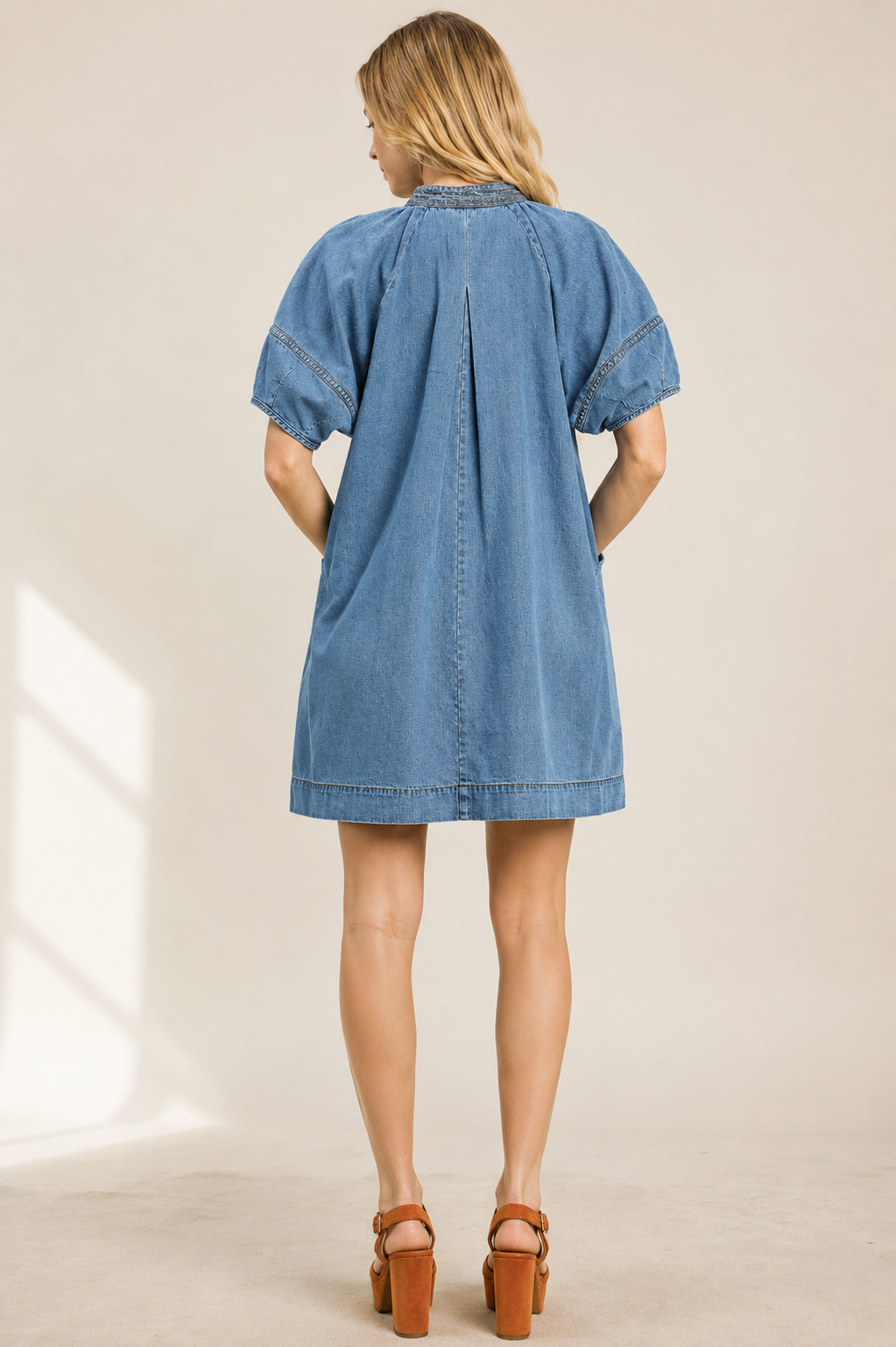 Harper Contrast Stitch Denim Mini Dress