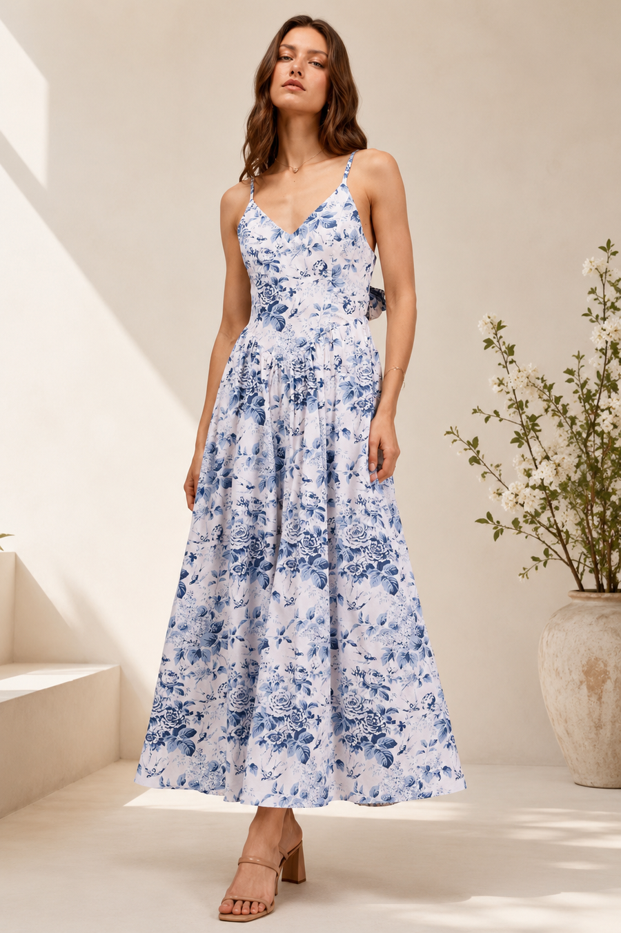 Marielle Cotton Floral Tie-Back Dress