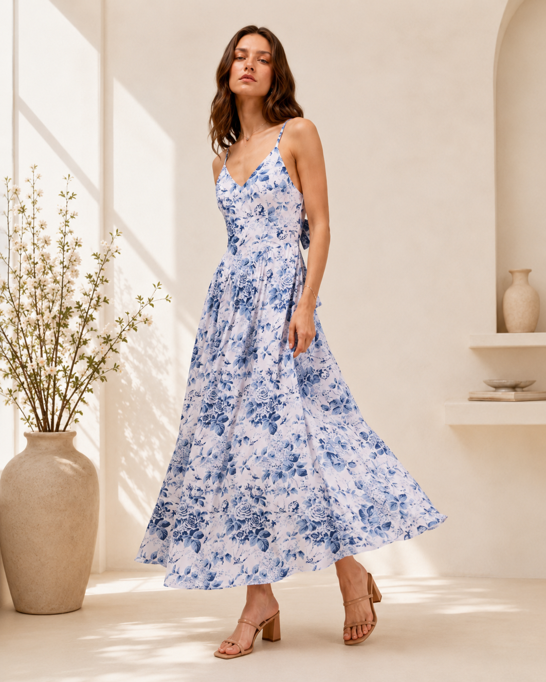 Marielle Cotton Floral Tie-Back Dress