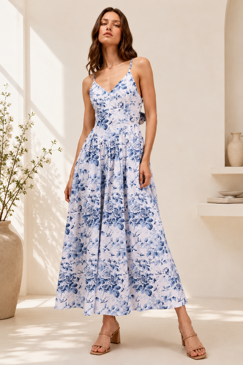 Marielle Cotton Floral Tie-Back Dress