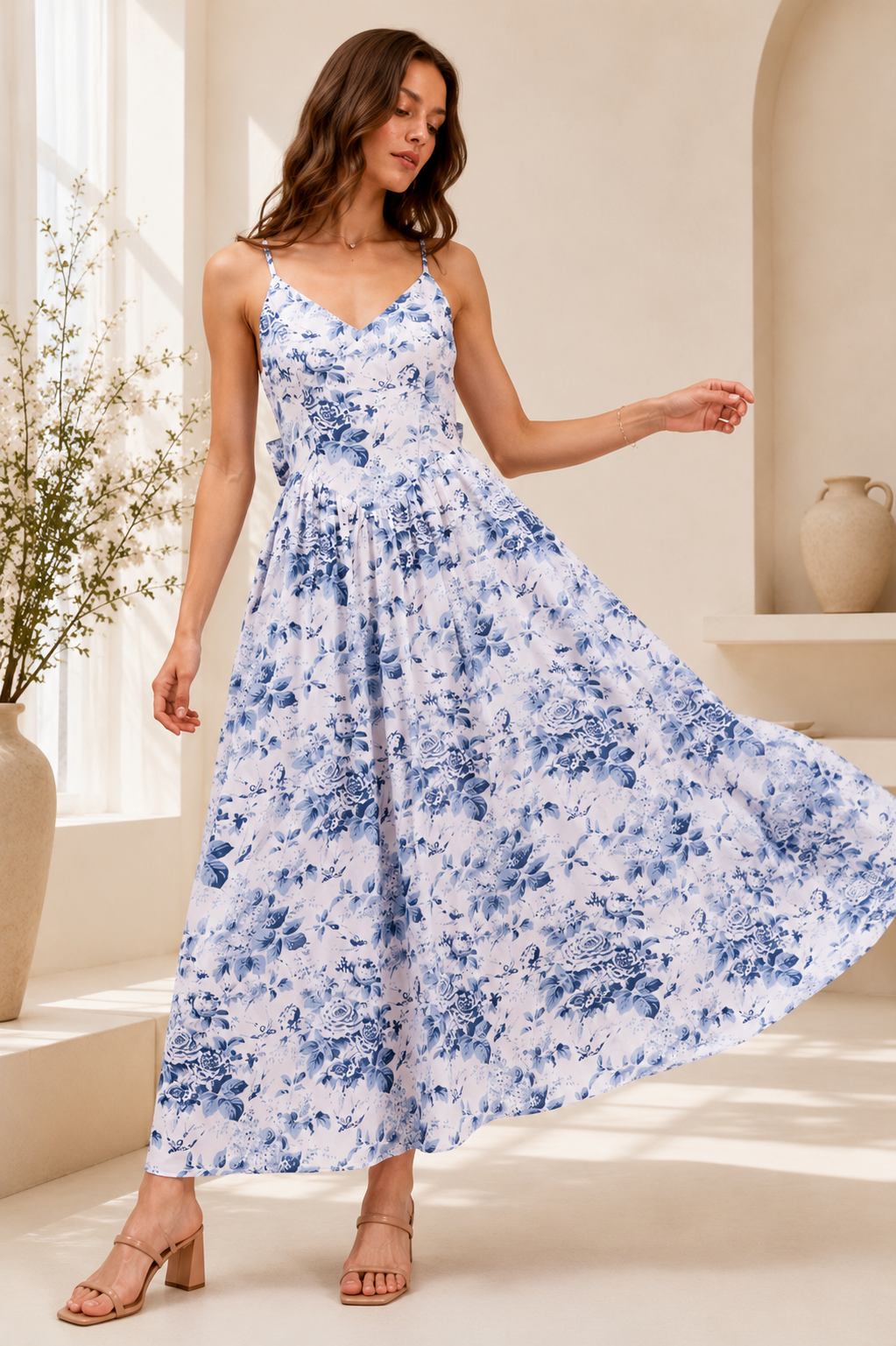 Marielle Cotton Floral Tie-Back Dress