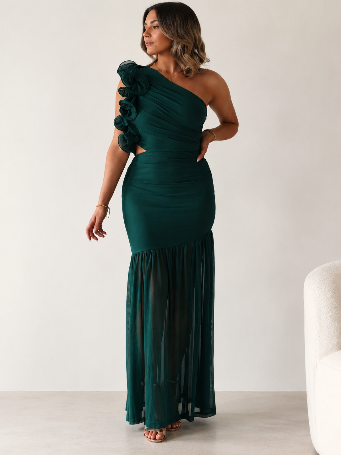 Aurelia One-Shoulder Ruffle Maxi Dress